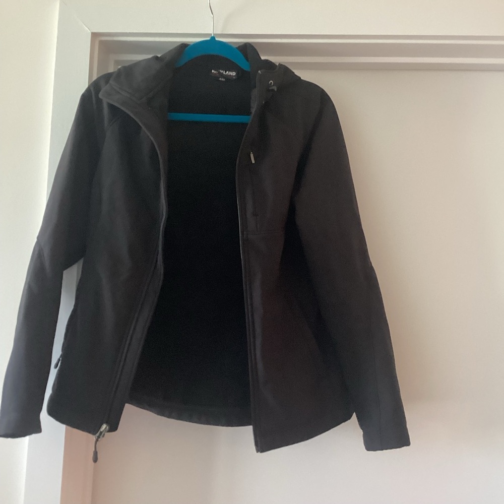 Black Full-Zip Jacket-wind breaker with hood.